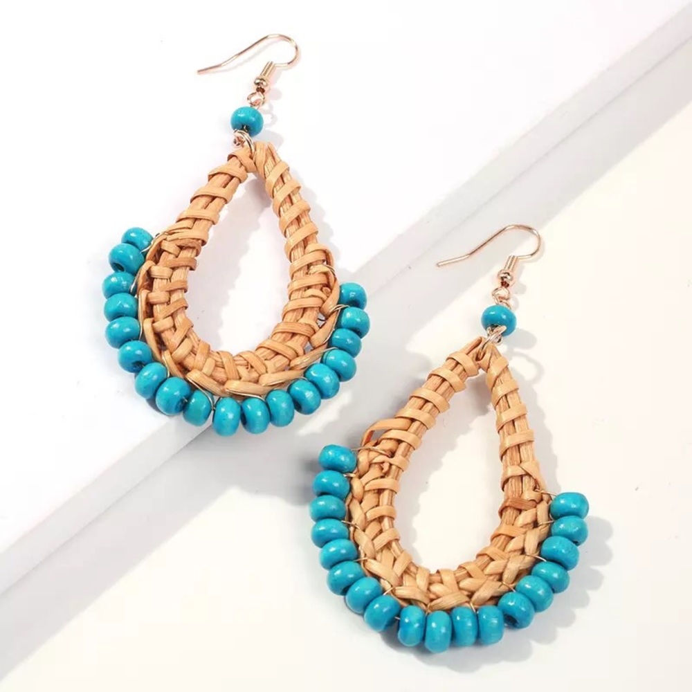 Beaded Rattan Earrings